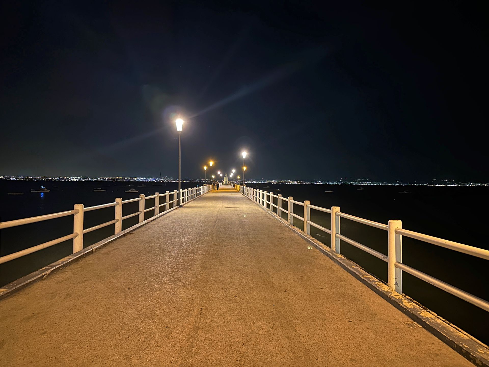 Vista nocturna del muelle
