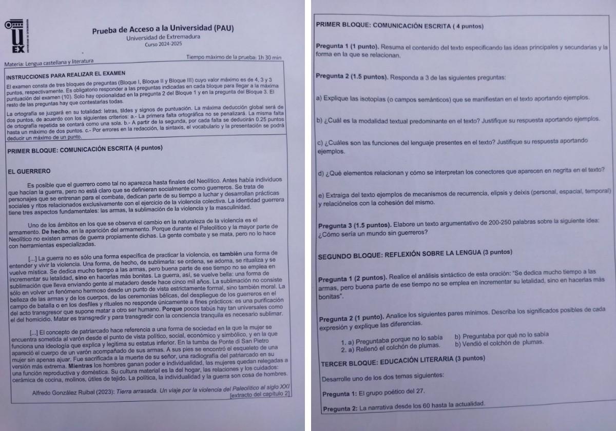 Así ha sido el examen de Lengua de la PAU en Extremadura: la Generación del 27 y una sintaxis «complicada»