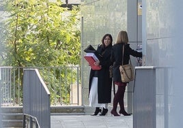 Beatriz Biedma sale de los juzgados de Badajoz tras tomar declaración a David Sánchez y Gallardo.