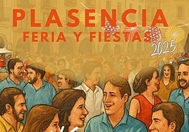 Ilustración que acompaña al cartel oficial de las Ferias y Fiestas de Plasencia 2025.