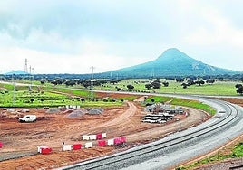 Imagen de archivo de la construcción de la terminal ferroviaria de mercancías en Expacio Mérida.
