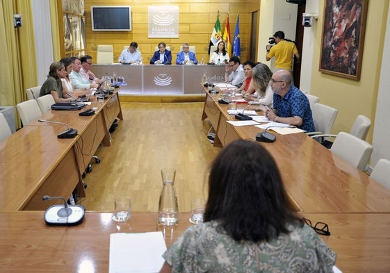 Reunión de la Comisión de Hacienda y Presupuestos en la Asamblea de Extremadura.