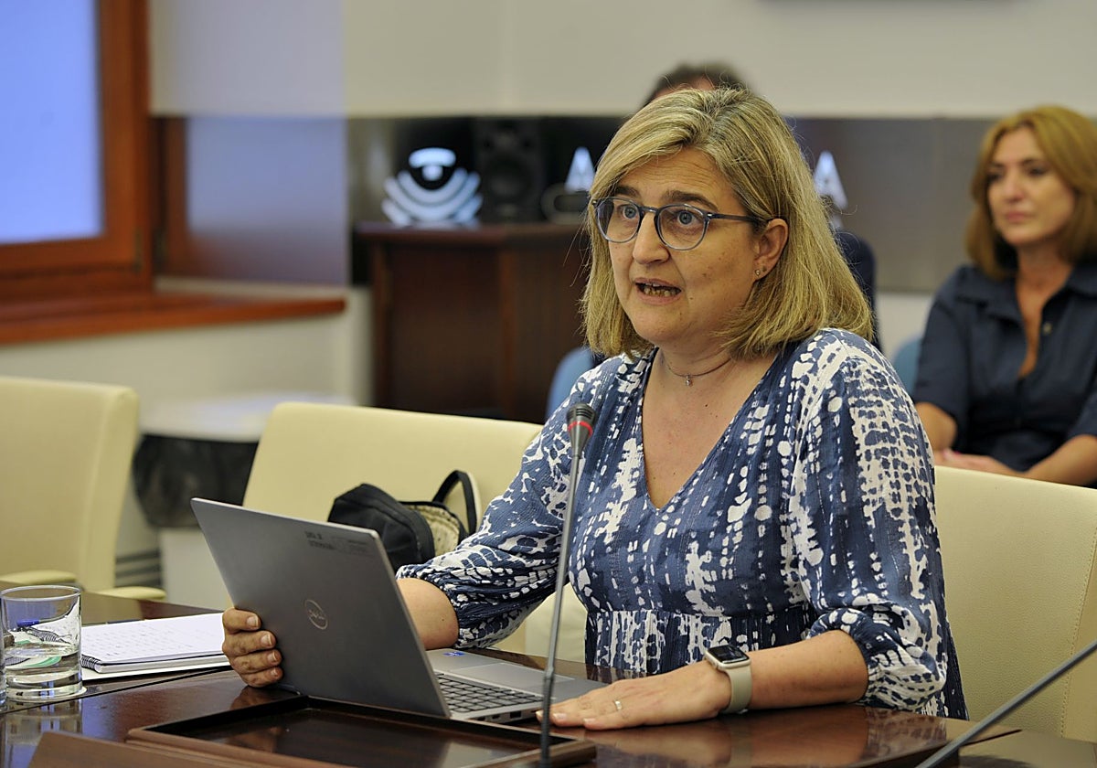 Esther Muñoz, directora general de Universidad de la Junta, en su comparecencia en la Asamblea.