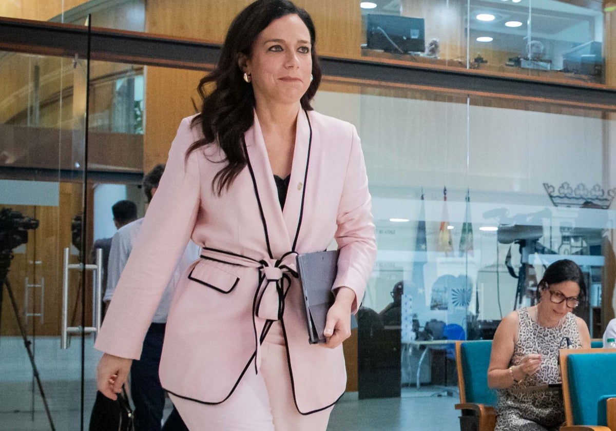 Sara García Espada, esta mañana, en la sede de Presidencia, en Mérida.