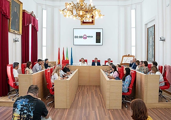 Pleno celebrado en el Consistorio emeritense el pasado mes de mayo.