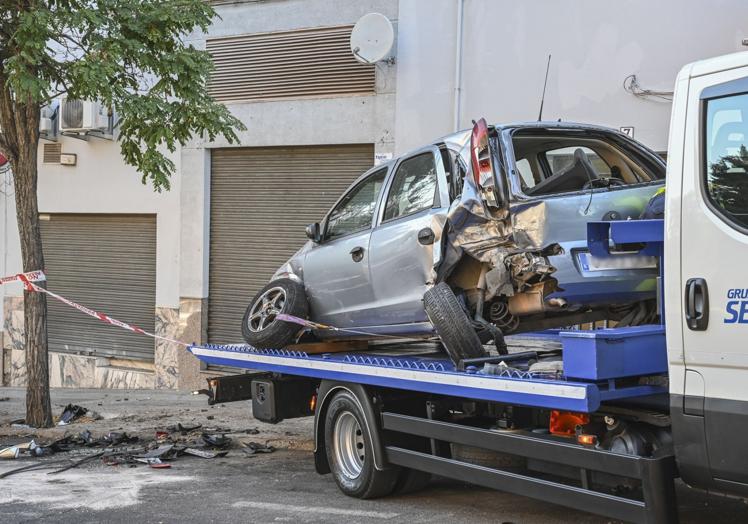 Estado en el que ha quedado el Opel Corsa.