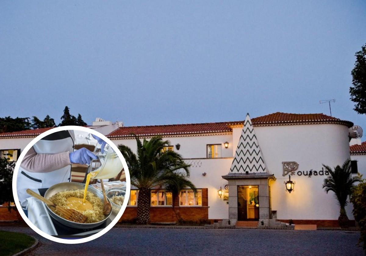 A la derecha, la Posada de Elvas, a la izquierda Fátima Magalhães, cocinera de su restaurante.