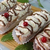Postre de chocolate y nata