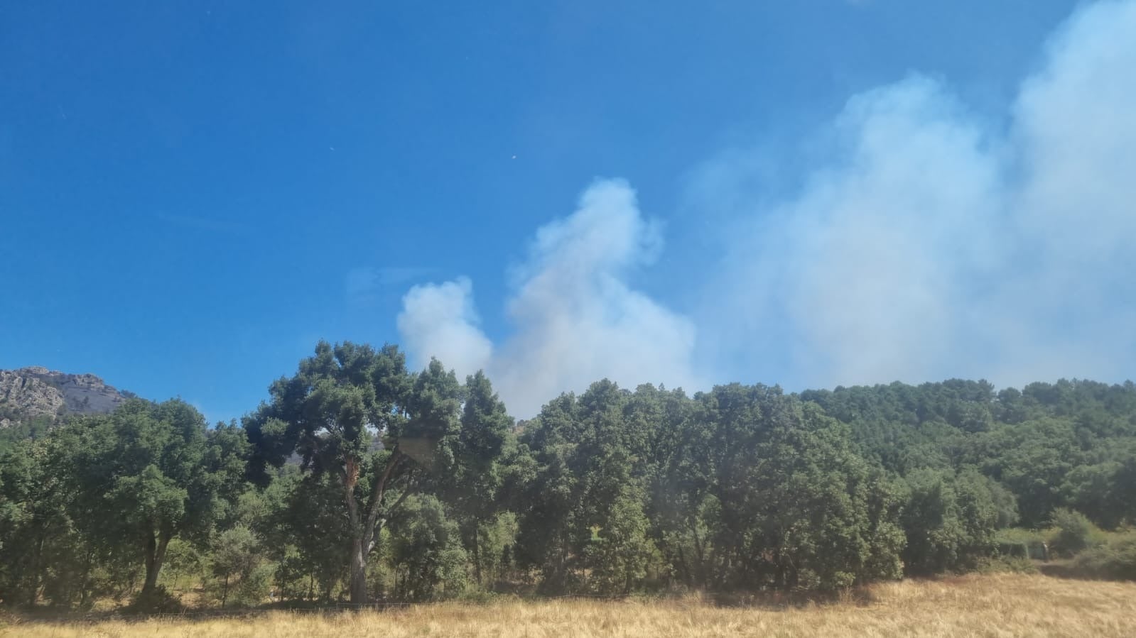 Vista del incendio en la mañana de este sábado