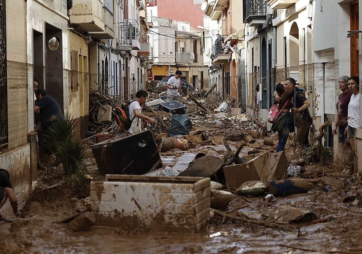 Daños en la localidad valenciana de Paiporta en la tragedia de octubre del pasado año.
