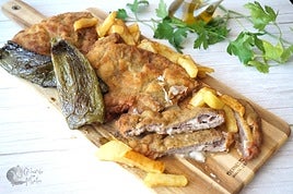 Cachopo de ternera con queso y pimientos