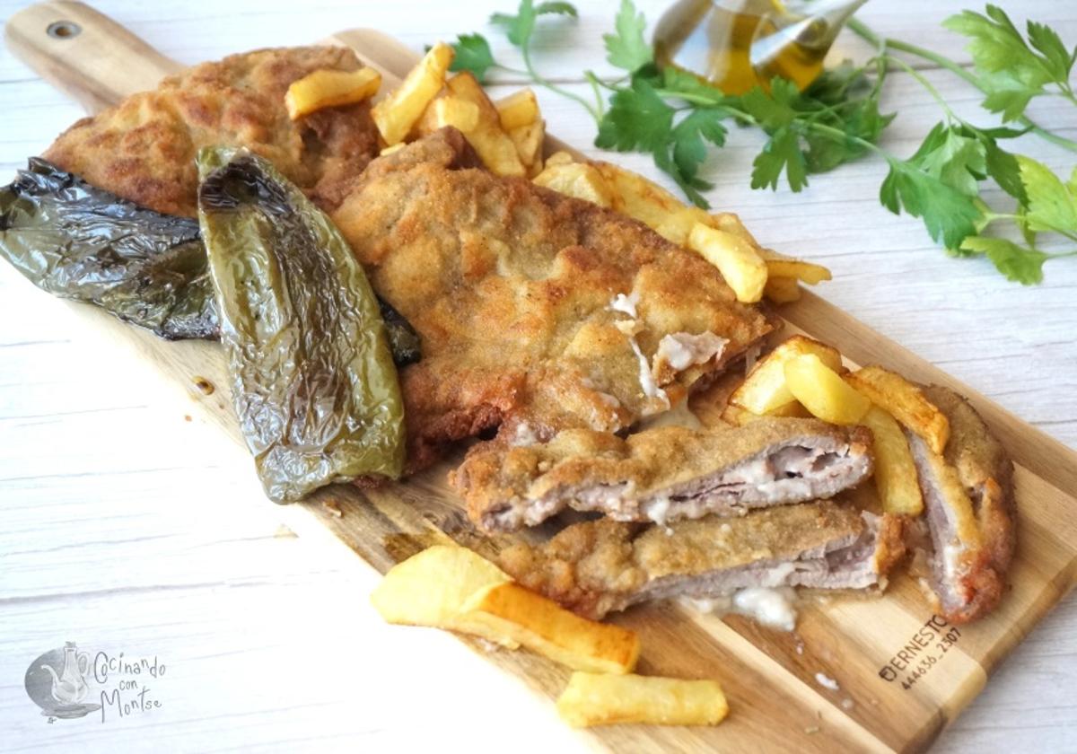 Cachopo de ternera con queso y pimientos