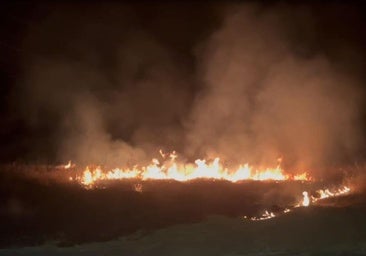 Los bomberos de Badajoz sofocan un incendio de pastos en el Cerro de Reyes