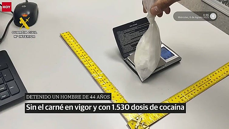 Detenido por conducir sin el carné en vigor y con 1.530 dosis de cocaína