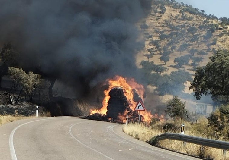 La UME se moviliza a la Campiña Sur por un incendio «descontrolado» que obliga a confinar Villagarcía de la Torre