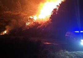 Imagen facilitada por la UME del incendio de Jarilla anoche.