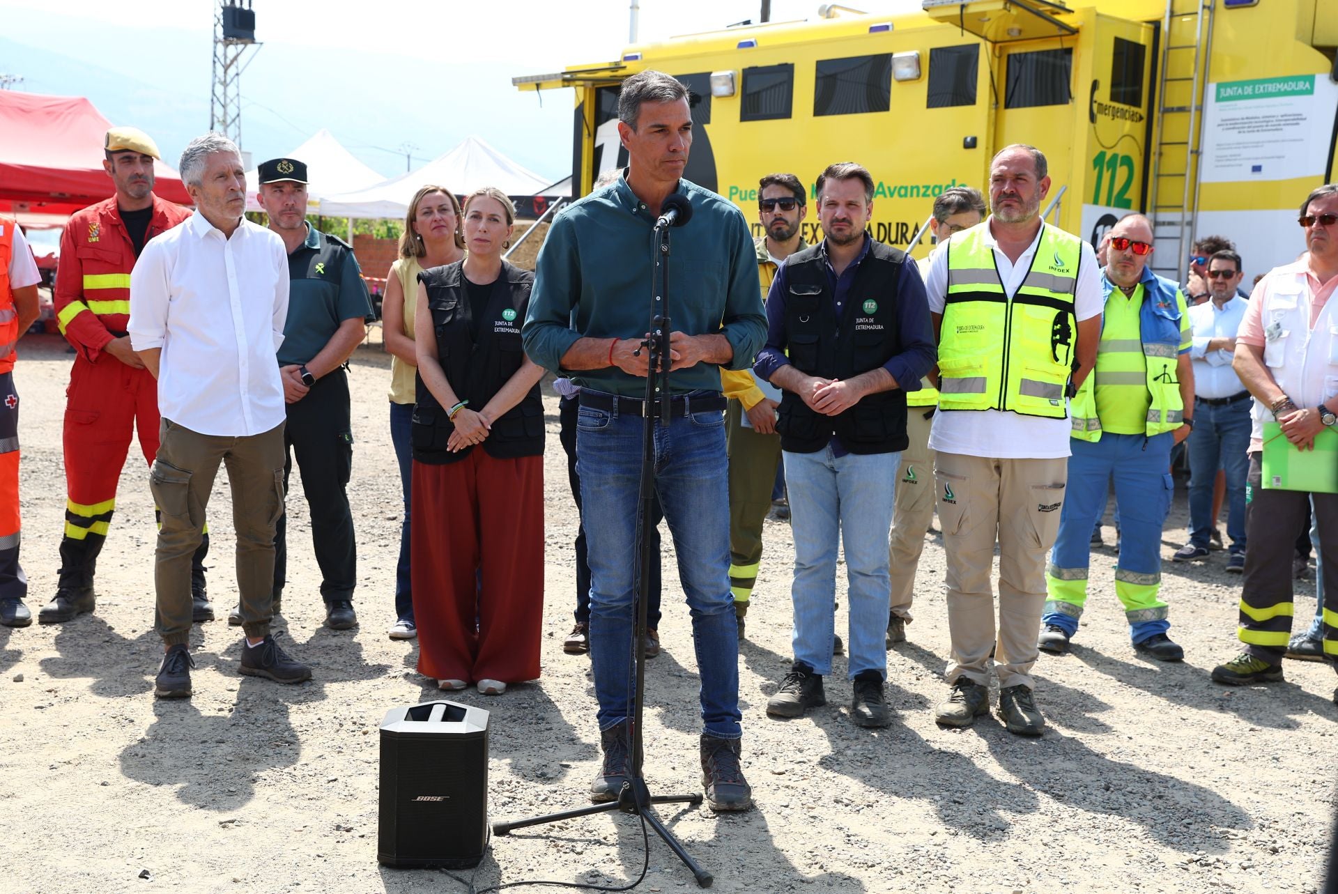 Fotos | Así ha sido la visita de Pedro Sánchez a Extremadura al incendio de Jarilla