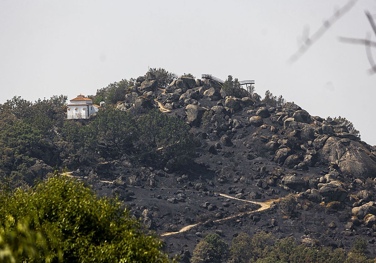 Alrededores del mirador de Cabezabellosa tras el incendio de Jarilla.
