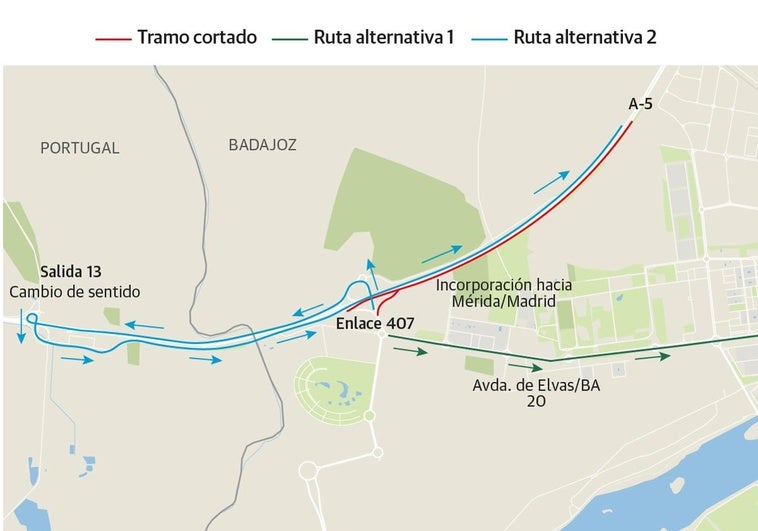 Nuevos cortes de tráfico en la A-5 derivan a los coches por la avenida de Elvas desde este jueves