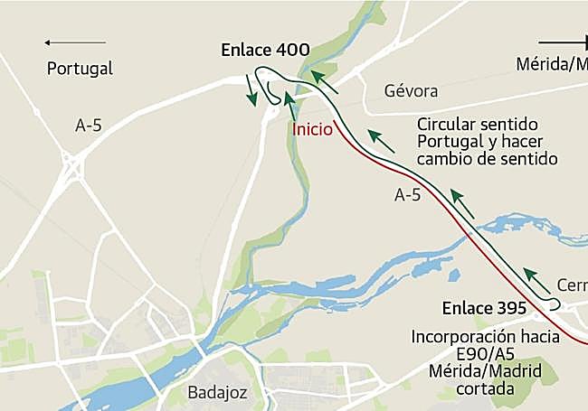 Alternativas de tráfico para el corte entre los kilómetros 398,6 y 391,8, que se extenderán hasta el 5 de septiembre.