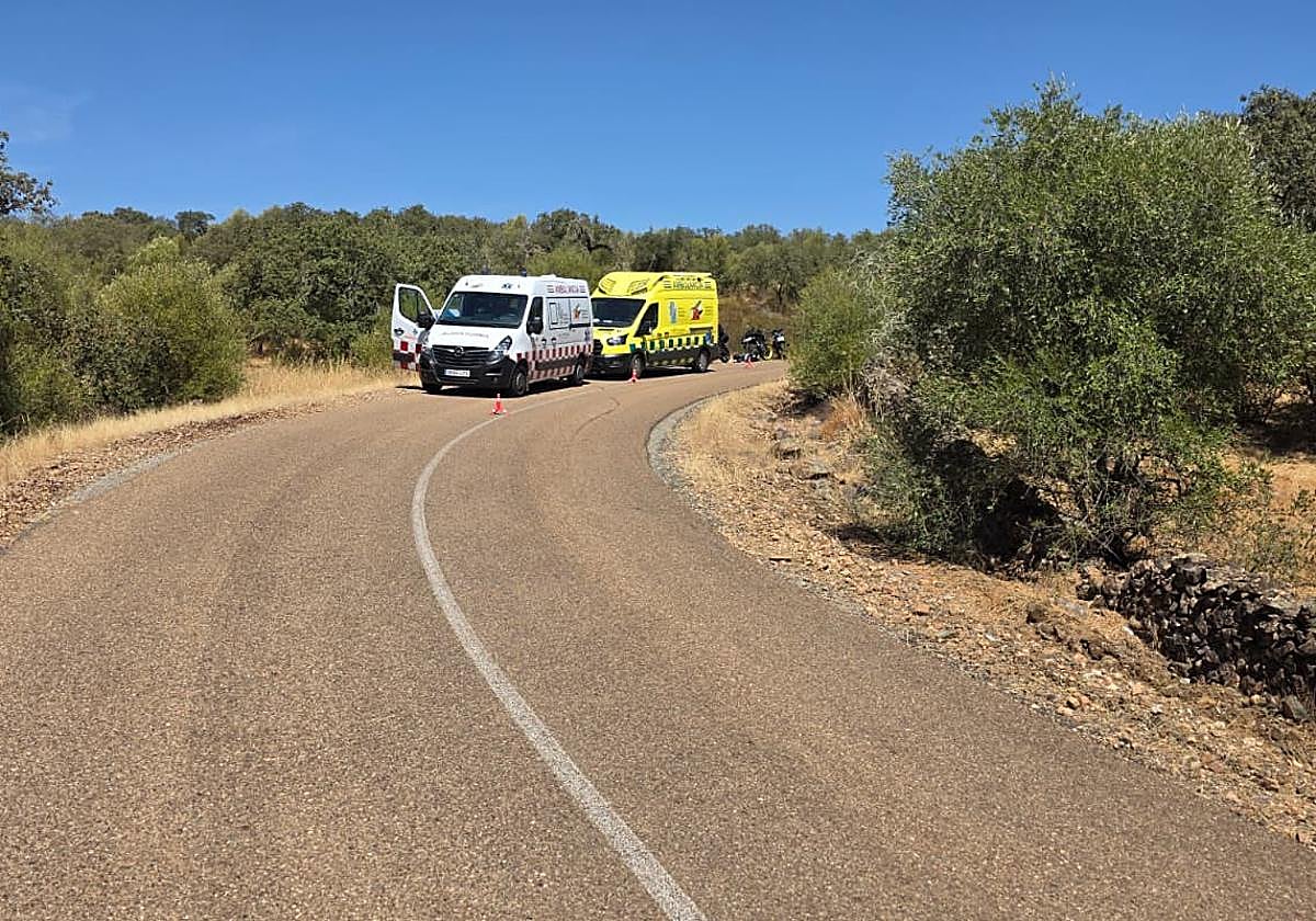 Punto kilométrico 12 de la carretera BA-026, lugar del accidente.