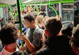 Foto del interior de un bus de la línea 8 facilitada por el PSOE.