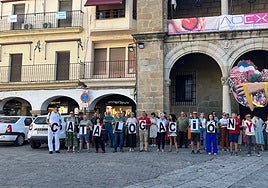 Un momento de la concentración que ha tenido lugar este miércoles en la Plaza Mayor.