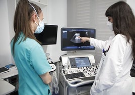 Ecografía en un centro sanitario privado de la región.