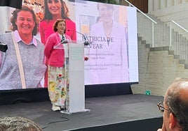 Patricia de Alvear, hija menor de Helga, durante su discurso en el acto que se ha celebrado esta mañana.
