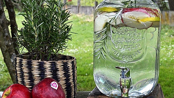 Receta de bebida detox con manzana, limón y romero
