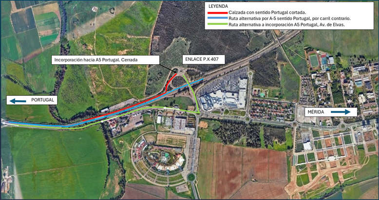 Alternativas para tomar la A-5 en sentido Portugal a la altura de El Faro.