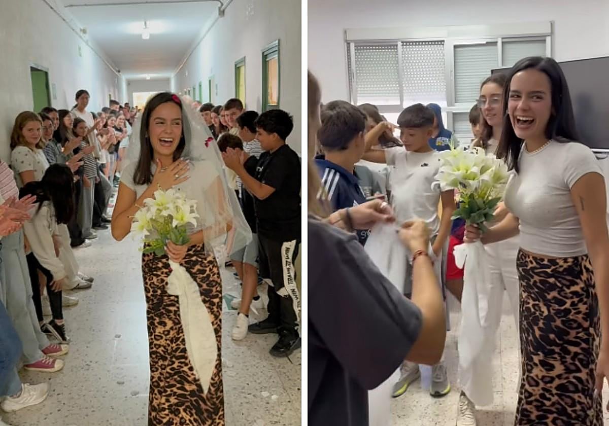 Imágenes de la sorpresa a Lucía, profesora del IES Vegas Bajas de Montijo