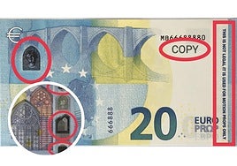 Billetes falsos que circulan en Coria