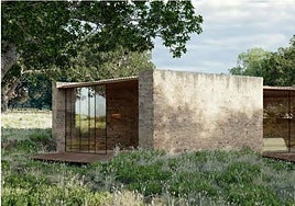 Recreación de una de las suites que tendrá el complejo turístico en Monfragüe.