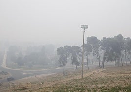 Humareda en Badajoz, el pasado 9 de octubre.