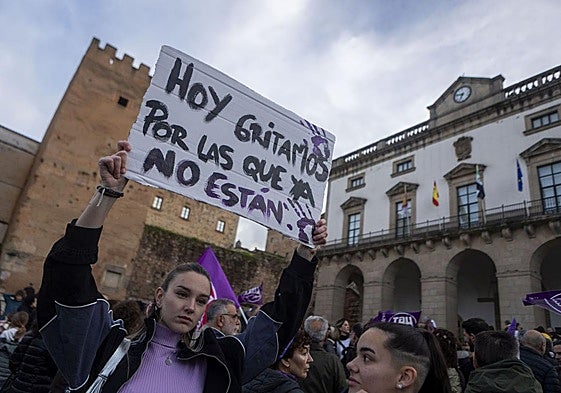 Manifestación celebrada el pasado 8 de marzo en Cáceres con motivo del Día Internacional de la Mujer.