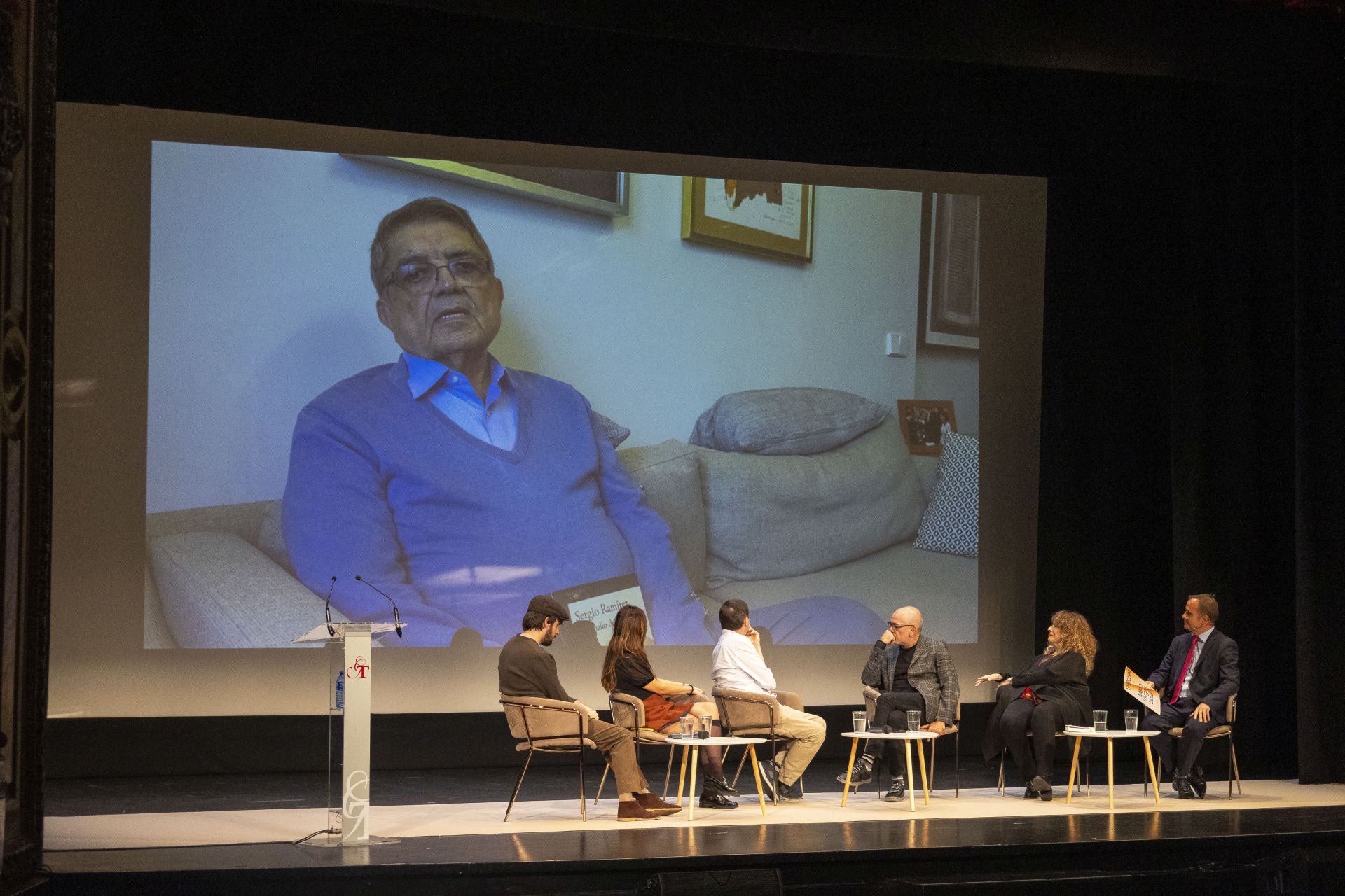El escritor Sergio Ramírez entró a través de video en el acto del Gran Teatro.