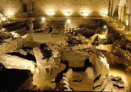 Restos romanos hallados en el Palacio de Mayoralgo de Cáceres.