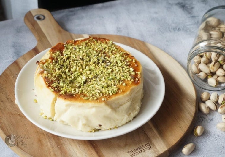 Tarta de queso y pistacho en freidora de aire