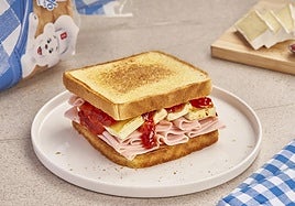Sándwich de pechuga de pavo, queso brie fundido y mermelada de arándanos