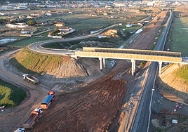 Imagen de archivo de las obras de la línea de alta velocidad en Navalmoral de la Mata.