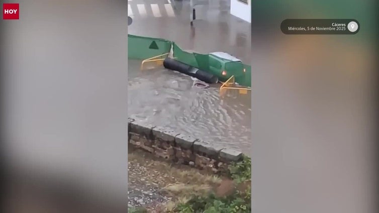Inundaciones en las obras del Puente de San Francisco en Cáceres