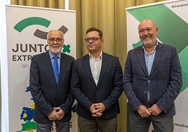 Estanislao Martín (Levanta), Raúl González (Juntos) y Paco Alcántara (Cáceres Viva).