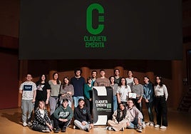 Estudiantes de audiovisuales que organizaron la gala final de la Claqueta Emérita del año pasado.