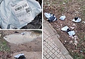 Restos de envoltorios de paquetes tirados cerca de Suerte de Saavedra.