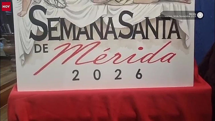 El cacereño Daniel Jiménez, con una pintura de la Virgen de las Angustias, autor del cartel de la Semana Santa de Mérida 2026