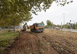 Obras del aparcamiento disuasorio en Maltravieso.