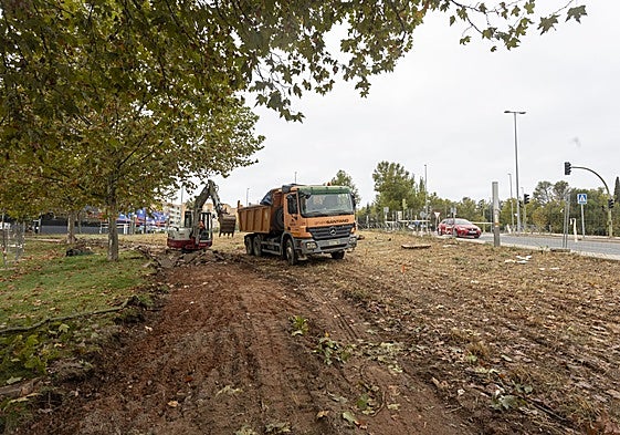 Obras del aparcamiento disuasorio en Maltravieso.