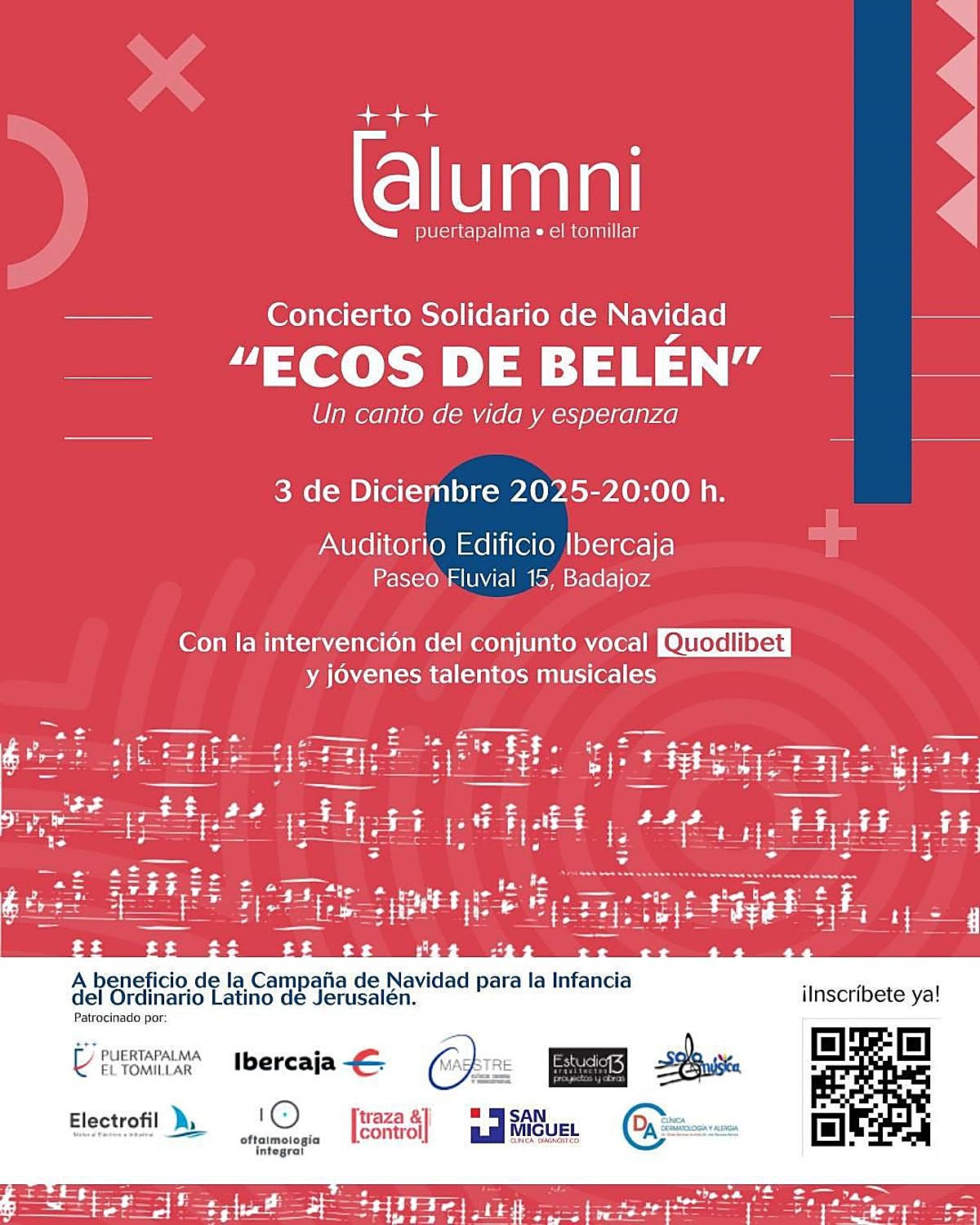 Concierto benéfico de Navidad en Badajoz a favor de los niños necesitados de Tierra Santa