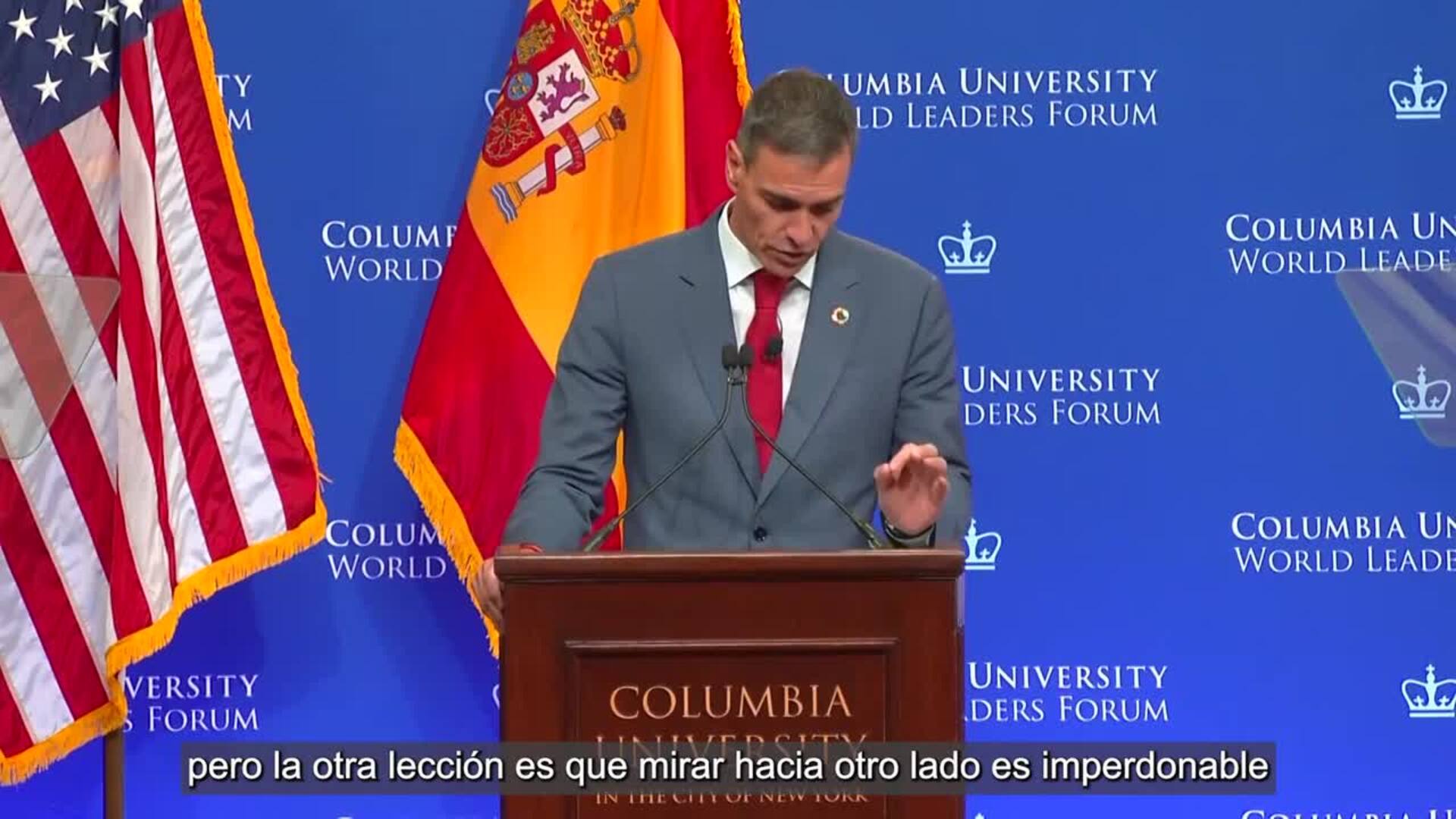 Sánchez dice que frente al genocidio "no podemos mirar hacia otro lado"